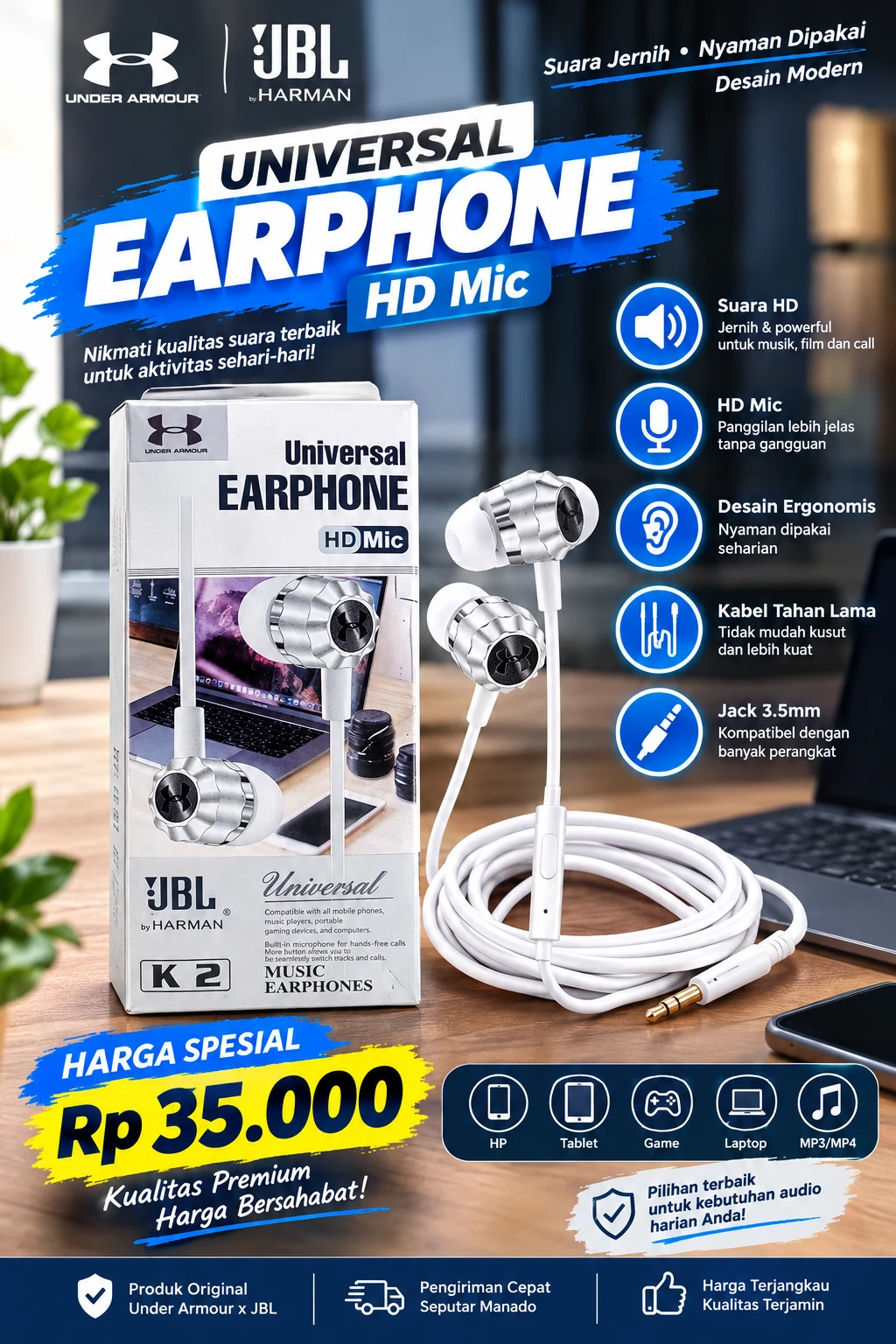 Universal Earphone HD Mic K2